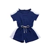 RTS Color Blocked Summer Girls Short Sleeve Romper Kids Clothes Wholesale