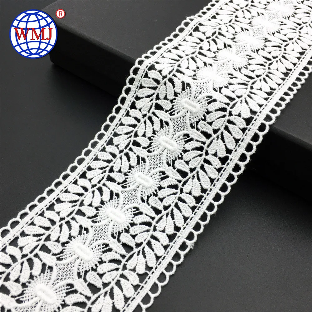 

Highend 3.5 Inch white crochet cotton chantilly daisy edging lace trim, Can be customized