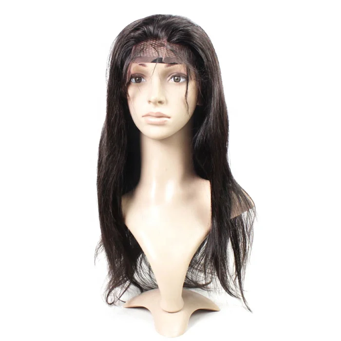 

wholesale virgin brazilian cuticle aligned hair straight human hair full lace wig, Natural black