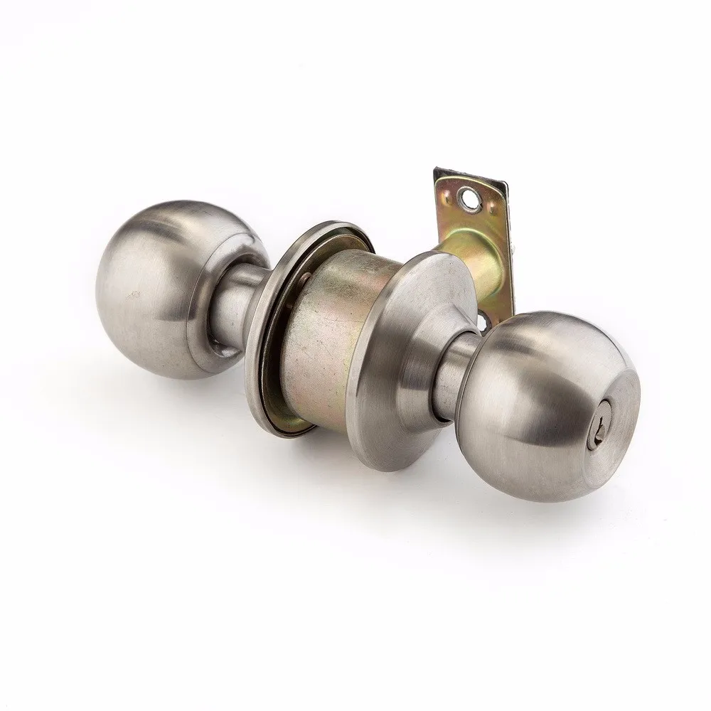 587 Cylindrical Round Door Knob One Side Lock With Cylinder Brass