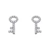 Platinum plating 24K white gold 925 sterling silver earrings eco-friendly zircon key shape african earrings stud for girl