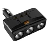 Cigarette lighter electric black silver ABS 2 USB car phone holder charger wireless