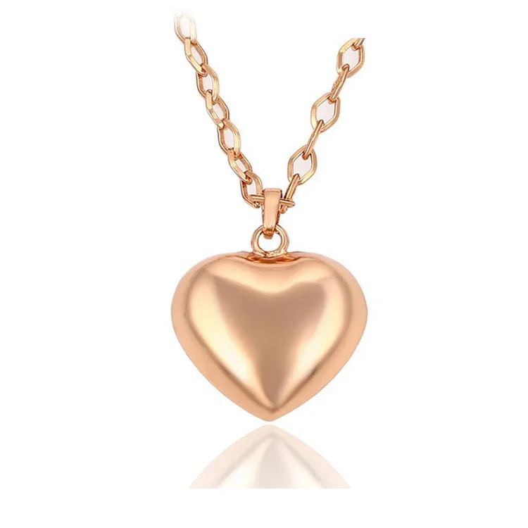 

42855 xuping fashion long necklace, China wholesale rose gold heart none stone polish Pendant Necklace