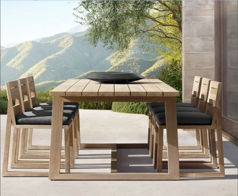 Weathered Teak Patio Garden Teak Outdoor Dining Table Furniture