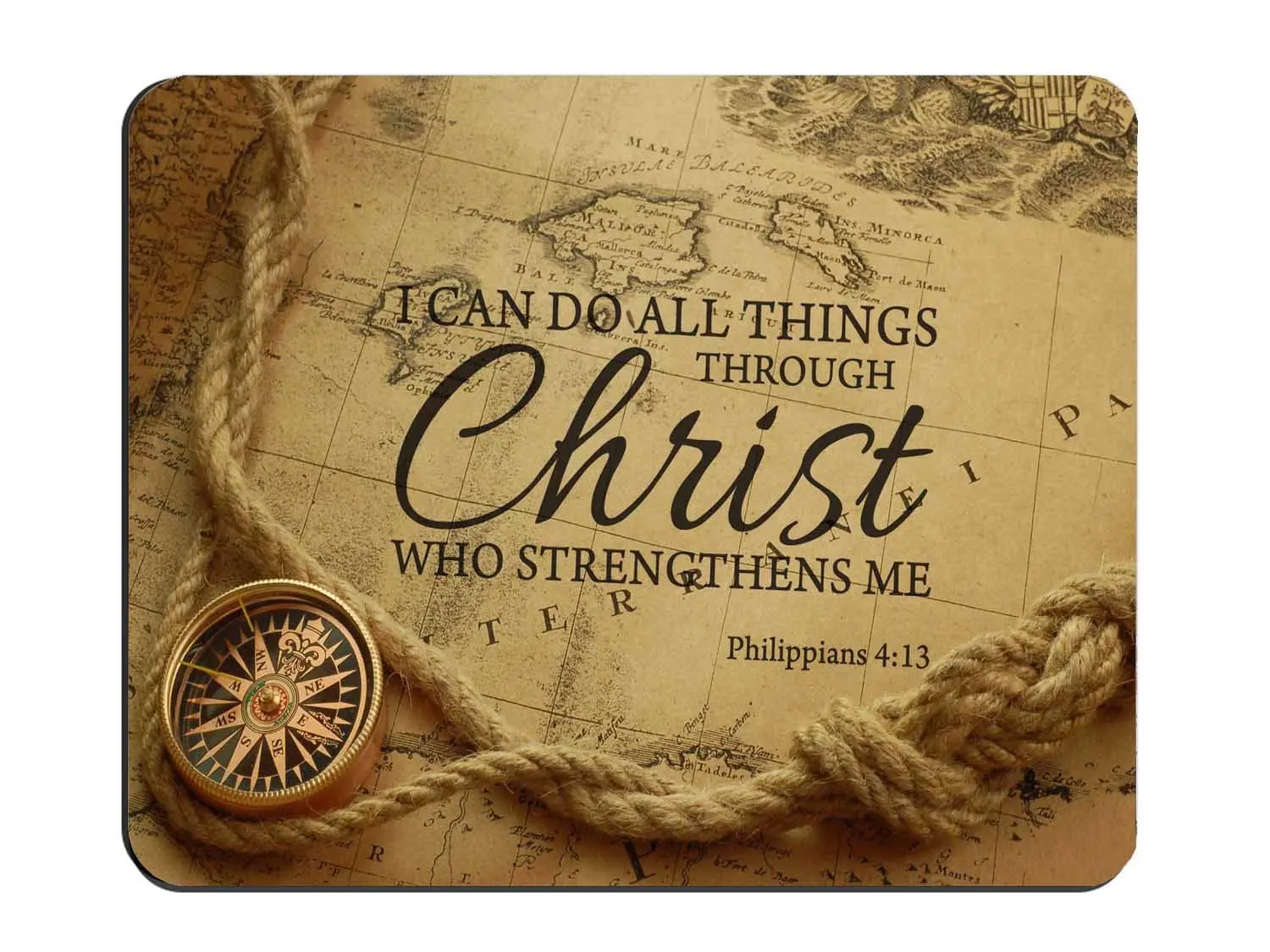 Christian Bible Verse Mouse Pad, I can do all things through Christ who strengthens Me Cloth Cover 9.45" X 7.87"X 0.12"