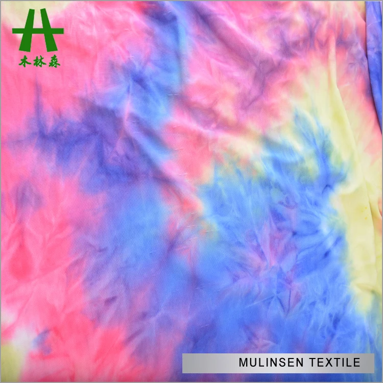 
New Fashion Knit FDY Polyester Spandex Jersey Colorful Rainbow Tie Dye Fabric For Dress 