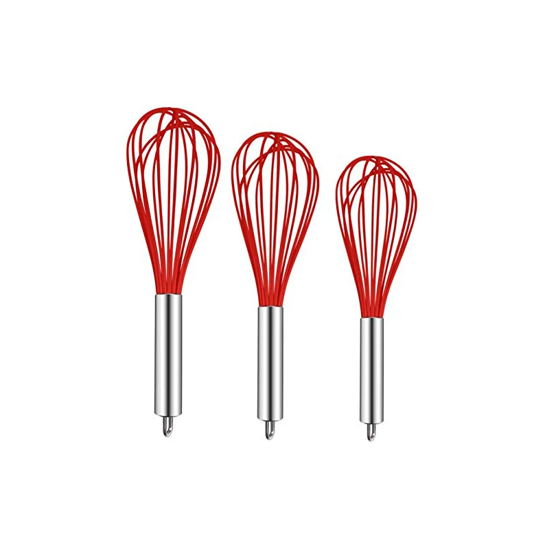 

Kitchen Utensils Silicone Balloon Whisk Set Wire Whisk Egg Frother Milk and Egg Beater Blender, Custom color