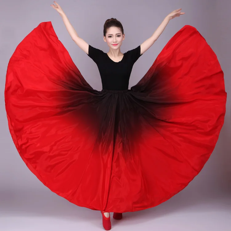 

New Arrival Hot Sale Gypsy Belly Dance Ruffle Flamenco Skirts Belly Dancing Large Circle Skirts Belly Dance Skirt Flamingo Dress, 6 colors