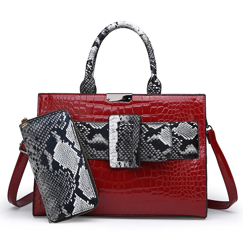 
New fashion pu leather bag ladies handbag snake pattern leather tote bag 