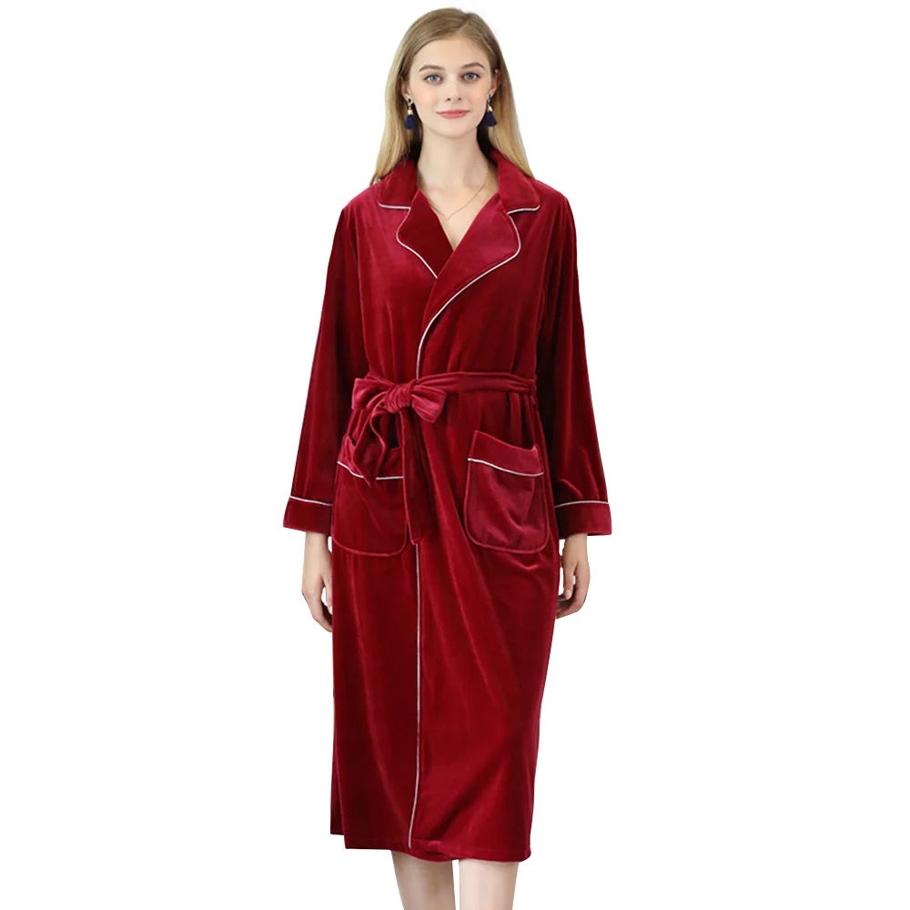 

Women winter nightwear bride long sleeves velour warm nightgowns long bathrobe kimono robe