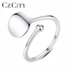 CZCITY 925 Silver Thin Circle Shape Ring&Free Size For Women