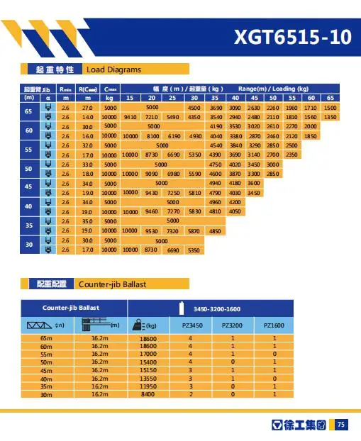 10t 无气塔式起重机 xgt6515