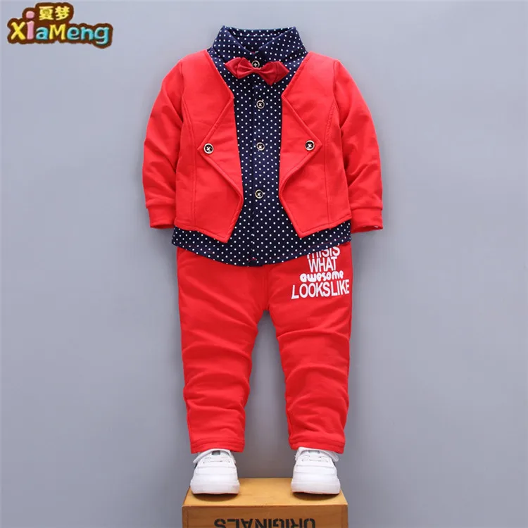 

New designs of kids clothing sets children boy gentleman tops and pants clothing sets, Grey;red;blue