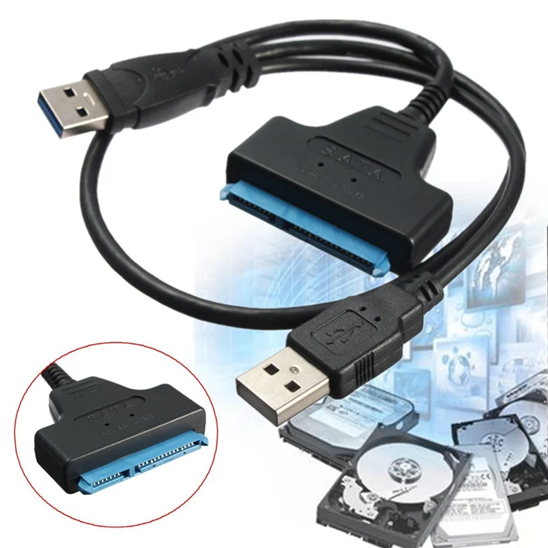 

New Arrival USB 3.0 + USB 2.0 to SATA 22 Pin Cable Adapter Cable for 2.5inch HDD Hard Disk Driver