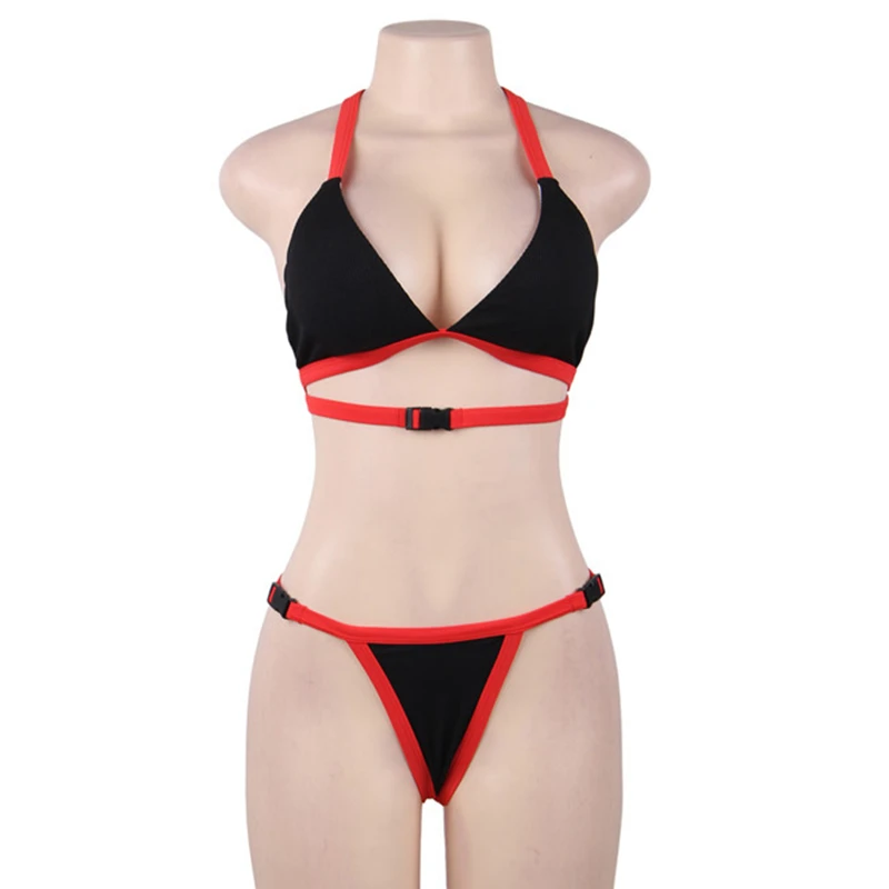 

2019 Dropship black mini micro string print bikini