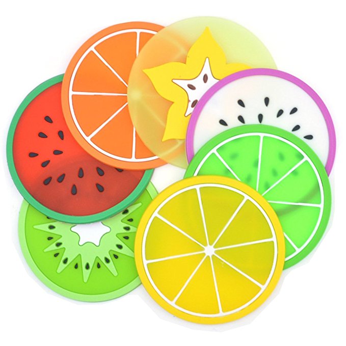 

Fruit Design Cup Mat Table Placemat Silicone Rubber Coasters, Custom 2D soft pvc rubber customized coasters Fruit Design Cup Mat