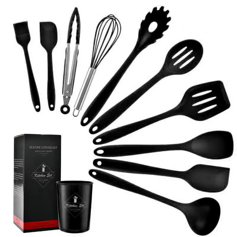 

Silicone 10 Piece Cooking Utensil Sets Cooking Tools Kitchen Utensils With Stand