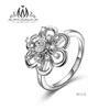 925 Sterling Silver 6 Petals Flower Revolving Ring with CZ