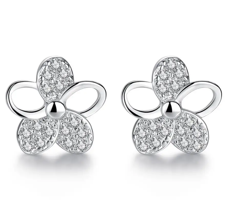 

Fashion CZ Crystal Flower Stud Earrings, N/a
