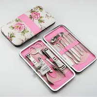 

Wellflyer Personalized Flower Printing Girls Pink Manicure Pedicure Set