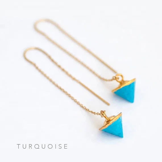 

Minimalist Spike Threader Long Gold Dangle Earrings