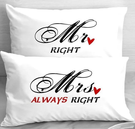 Mr Right Mrs Always Right Pillowcases From China Supply By