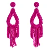 KM spanish style popular new boho jewelry handmade bohemian colorful multi-layer long seed beads long tassel beaded earrings
