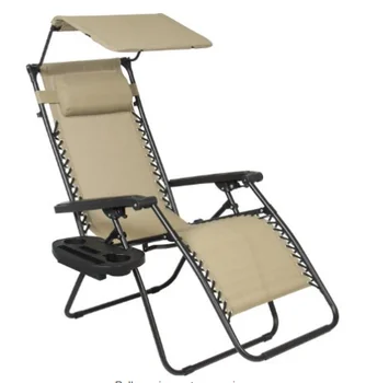 Outdoor Folding Zero Gravity Reclining Lounge Chair With Canopy