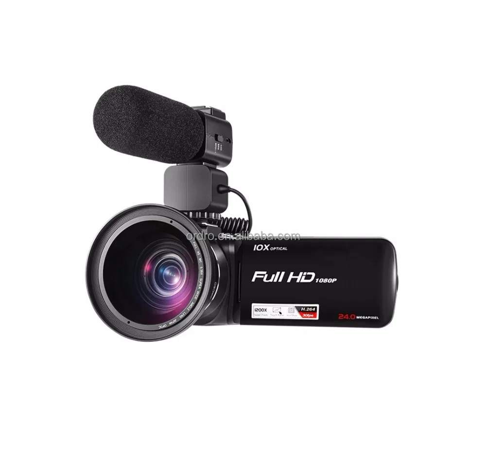 

ORDRO Digital Video Camera Full HD 1080P 30fps 10X optical zoom camcorder Support extra microphone full HD video camera