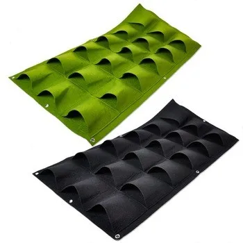 

36 pockets green color 2mm Vertical Garden Planter felt growing bag, Green,black etc
