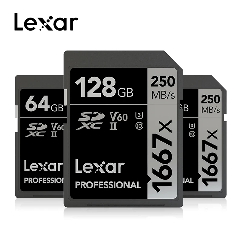 

70% off Original Lexar 250MB/s 1667x SD Card 64GB 128GB 256GB SDXC UHS-II U3 Flash Memory Card For 3D 4K Digital Camera