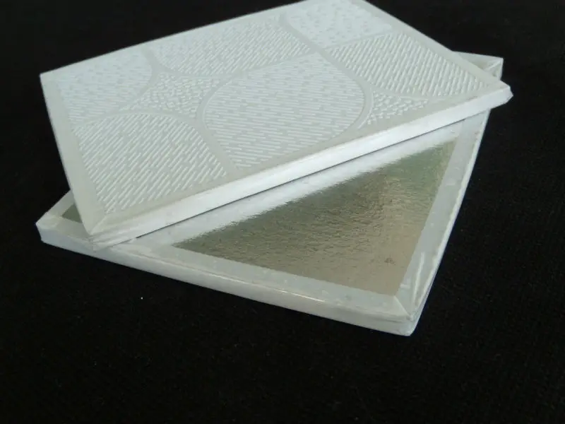 gypsum ceiling with edge wraped