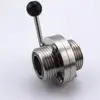 XB Stainless steel sanitary manual pull handle threaded butterfly valve