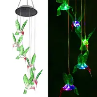 

Outdoor Solar Powered Decoration Hanging Garden LED Color changing solar hummingbird wind chime lights for window