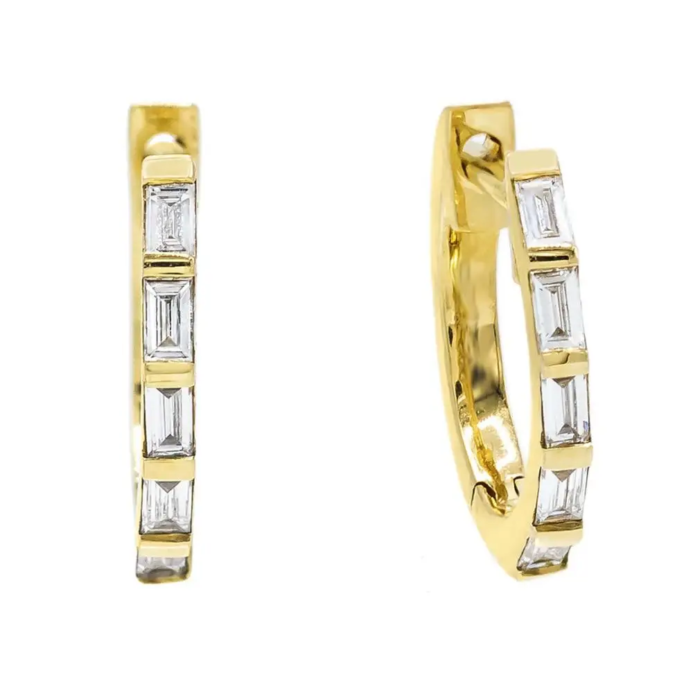 

LOZRUNVE Amazon Square CZ Crystal Baguette Hoop Earring Silver 925, Gold