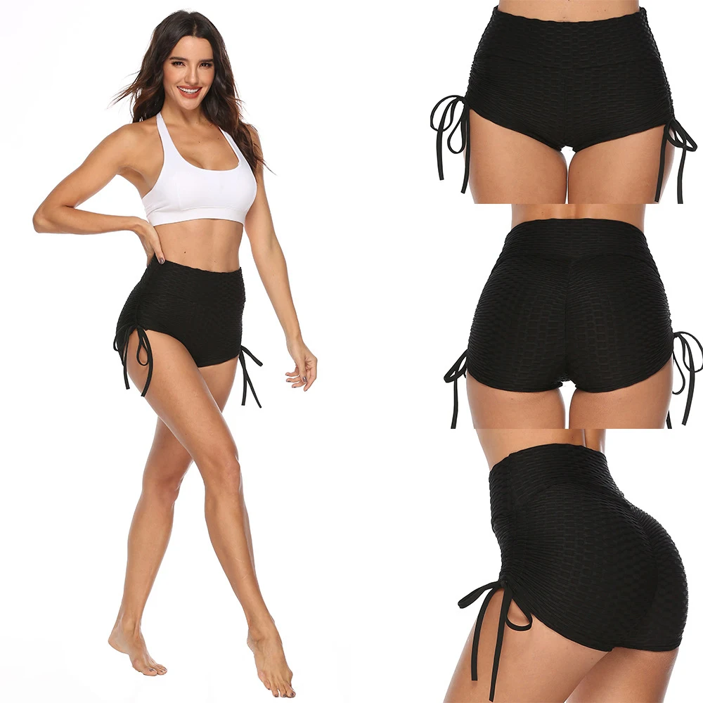 

Summer Jacquard Bubble Shorts Bow Yoga Shorts for Women