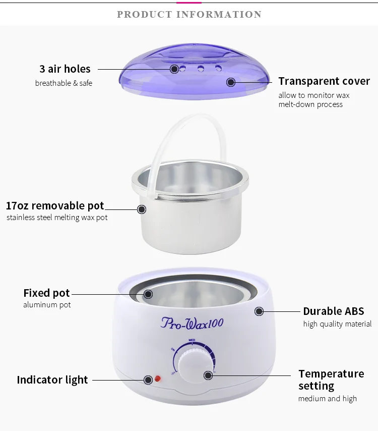 PRITECH Adjustable Temperature Professional Mini Hair Removal Double Pots Wax Heater