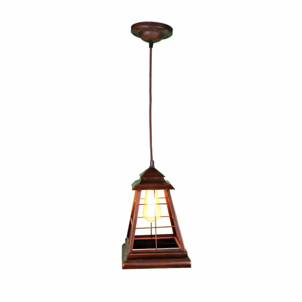 Indoor vintage square storm lantern pendant light with Edison bulb