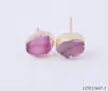 Natural Agate Titanium Druzy Earrings Stud AB Color Post Earring