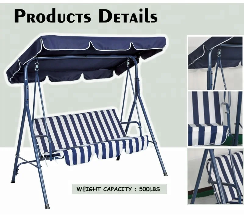 
3 Seats canopy swing chair patio garden swings with canopy convertible roof for outdoor backyard and deck 