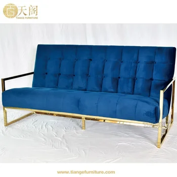 Classic Design Navy Blue Velvet Jonathan Adler Goldfinger 2 Seats
