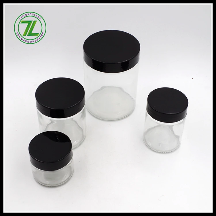 stocked round clear cylinder wide mouth herb honey glass jar food storage container bottle with screw top airtight seal up lid