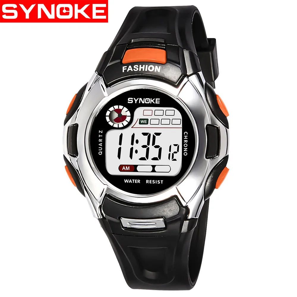 

2018 Fashion Boy Girls Sports Wrist Watch Plastic Alarm Luminous Digital Electronic Clock Waterproof Synoke Brand Kids Led Watch