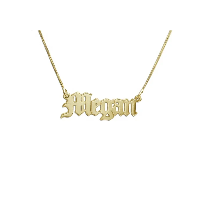 Fashion Custom Name Necklace Personalized 14K Gold Plated 925 Sterling Silver Old English Nameplate Necklace For Drop Shipping