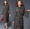 Z90005B 2017 Wholesale High Quality European Flora Casual Women Long Dresses