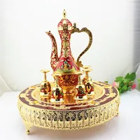 

2017 New Design TXX Wine Set Enamel Metal Russia Castle Design Tea Cup Set Home Decoration