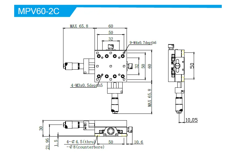 MPV602 xy Axis stage / two axis high precision manual linear stage
