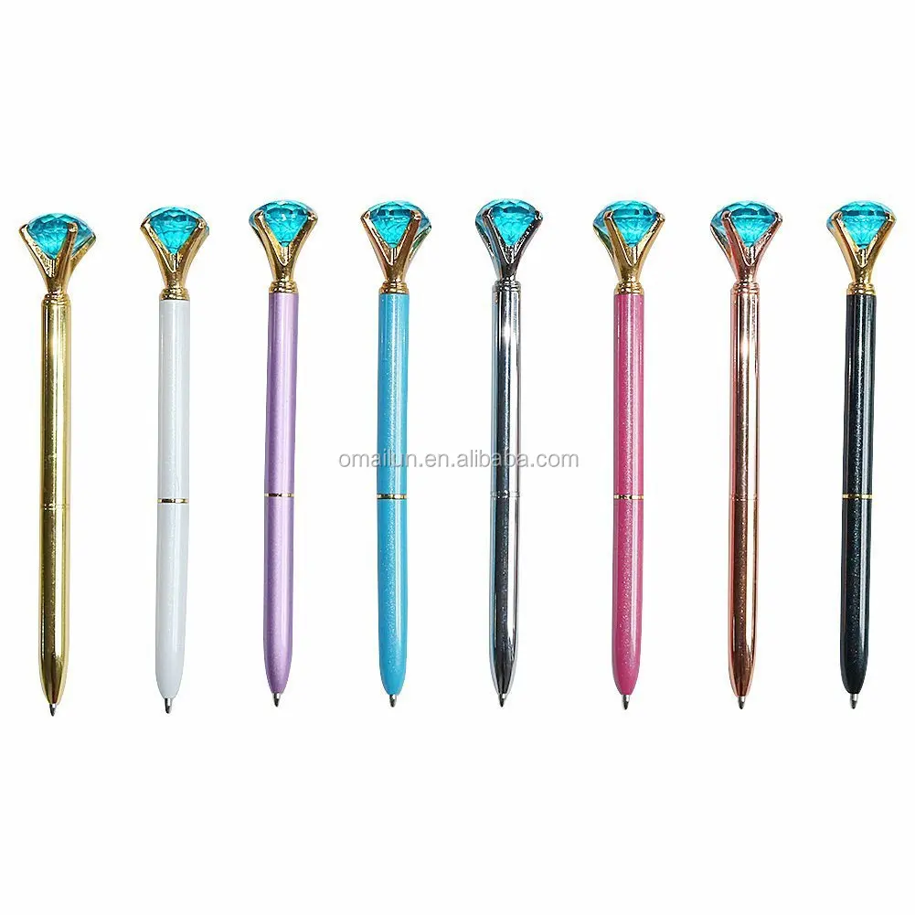 自定义标志笔多色金属身体钻石顶部水晶球笔宝石笔