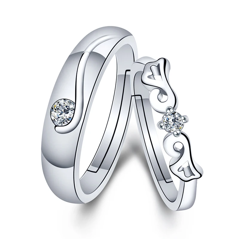 

LZESHINE Fashion Brass CZ Diamond Adjustable Opening Couple Lover Ring For Women, Sliver;gold