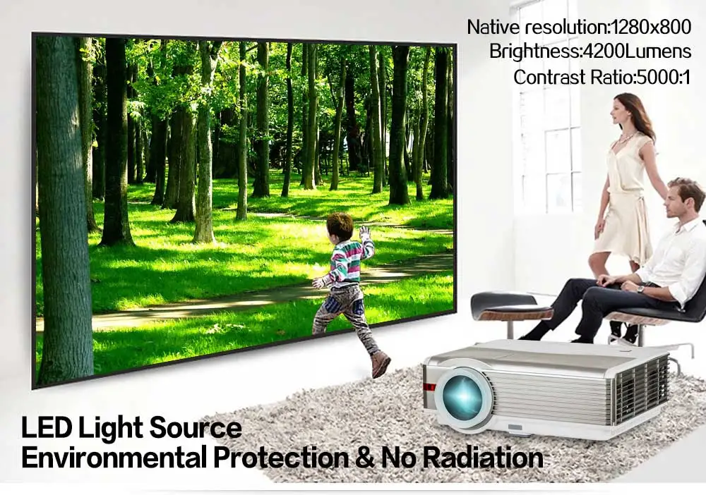 x99 4200 lumens hd digital led projector,5000:1 contrast,support